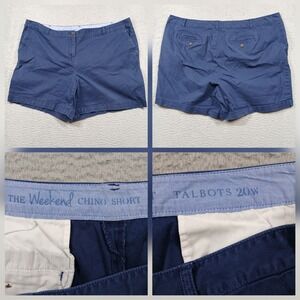Talbots The Weekend Chino Shorts Womens 20W‎ Blue Flat Front Cotton Classic